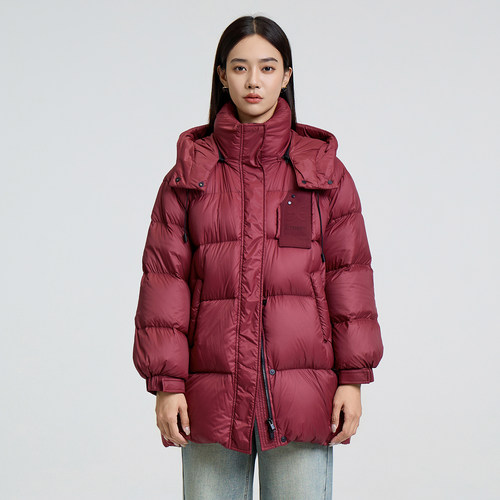 恩瑞妮廓形连帽中长款羽绒服