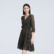 恩瑞妮商场同款2025秋季新款时尚百搭显瘦长袖连衣裙女中长款裙子