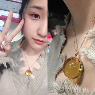 多米尼加蓝珀吊坠净水墨西哥蓝珀毛衣链琥珀蜜蜡项链大颗粒25mm女