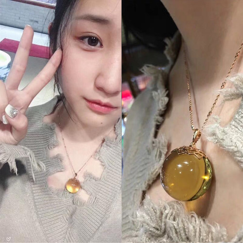多米尼加蓝珀吊坠净水墨西哥蓝珀毛衣链琥珀蜜蜡项链大颗粒25mm女 - 封面