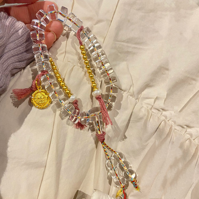 天然10A级净体白水晶药片珠车轮珠金刚萨埵手持佛珠念珠手链男女