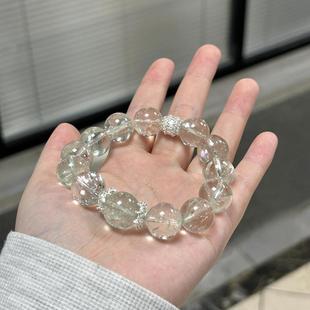 天然原矿冰透水晶手串绿阿塞手链小众百搭财运能量石礼物情侣男女
