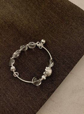天然双A白水晶手链女款时尚简约手串纯银设计感小众闺蜜礼物百搭