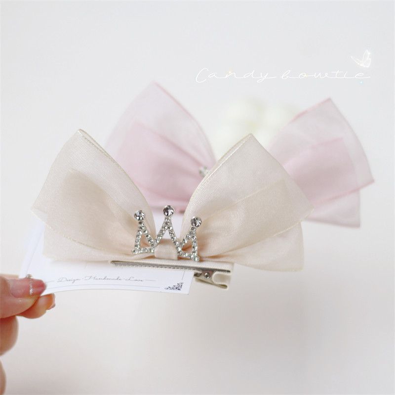 candy bowtie 韩国进口闪钻皇冠蝴蝶结女宝生日发夹儿童立体发卡