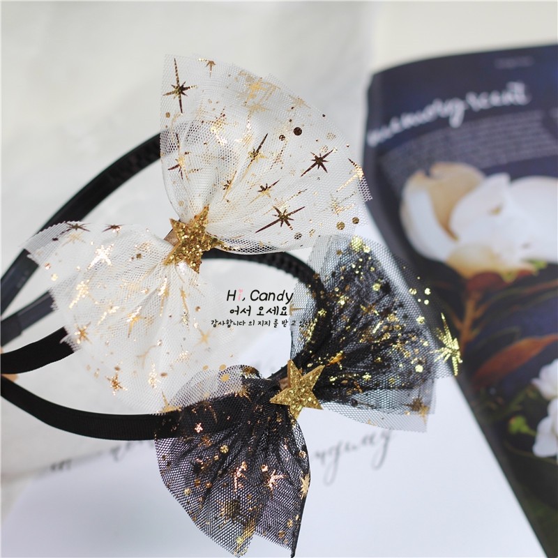 Candy bowtie 手工 韩国进口闪闪星光纱蝴蝶结发箍儿童可爱头箍