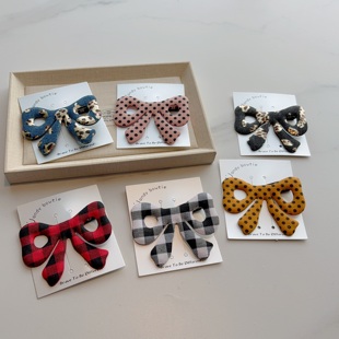 少量现货!新版大蝴蝶结布艺发夹儿童凹造型边夹ins同款侧夹发卡