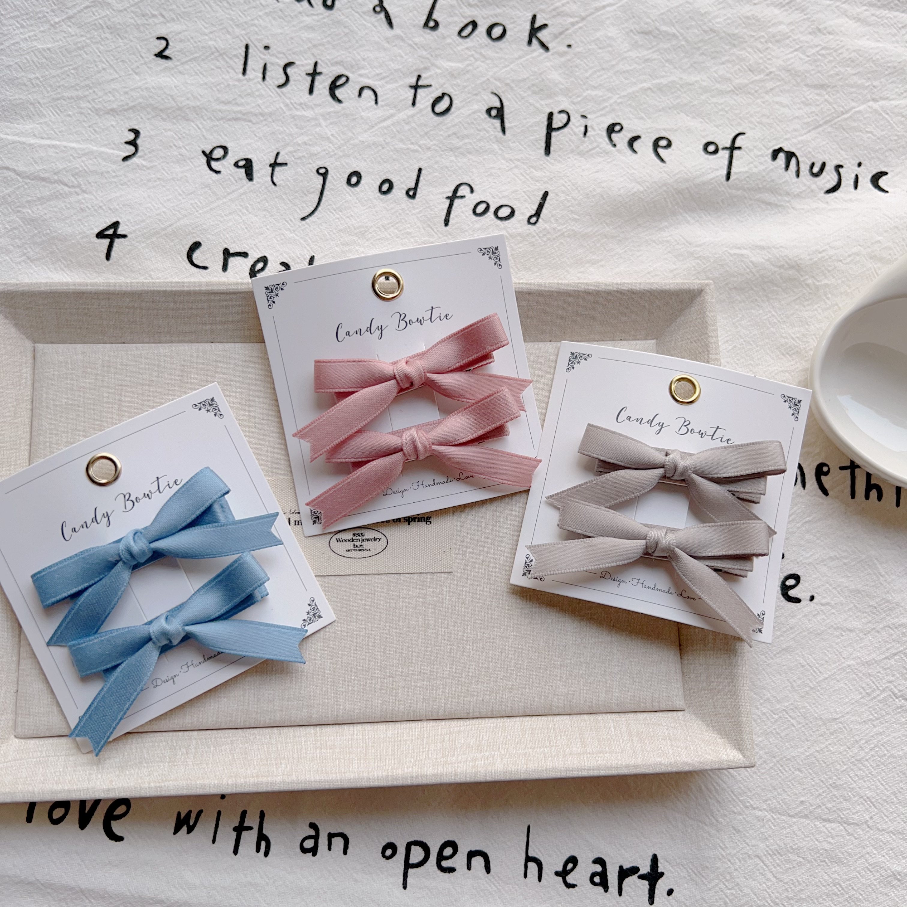 Candy bowtie 手工 韩版女童设计师蝴蝶结公主发夹儿童防锈刘海夹