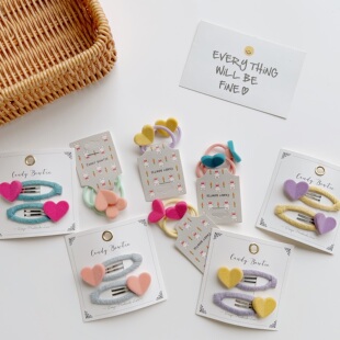 韩版可爱心发圈儿童植绒皮筋宝宝不伤发小头绳女宝不锈bb夹刘海夹