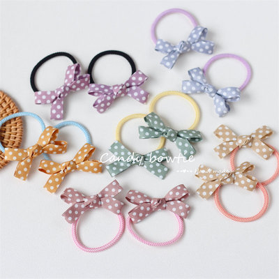 手工女童波点蝴蝶结发圈