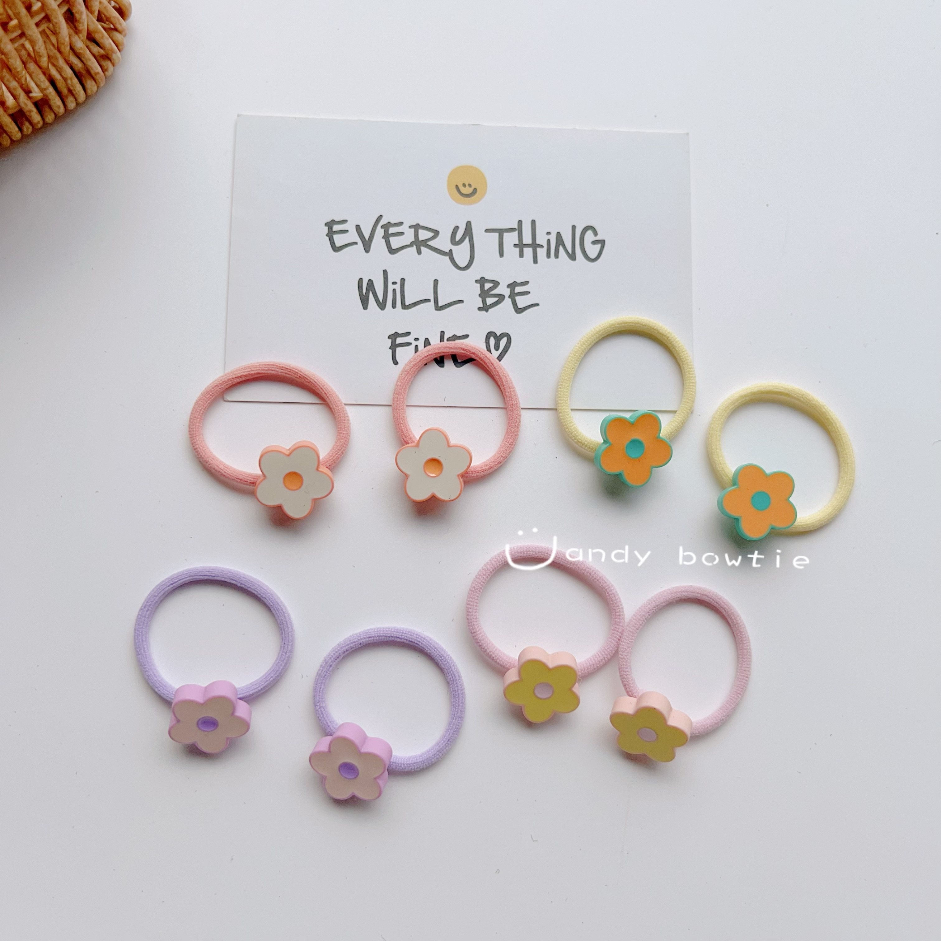 Candy bowtie 手工 彩色小花朵宝宝小号皮筋女孩糖果色发圈发绳