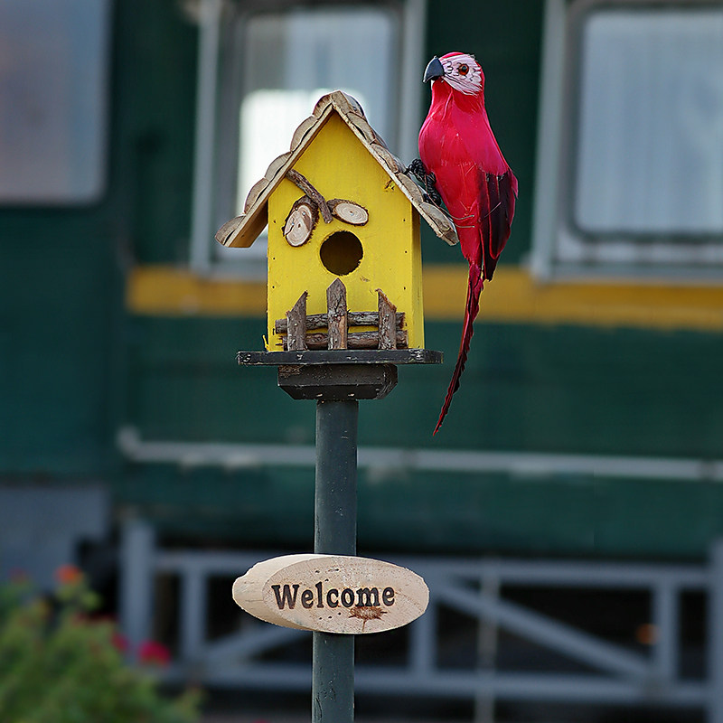 创意手工实木鸟窝装饰阳台花园庭院户外装饰布置仿真鸟巢摆件插件