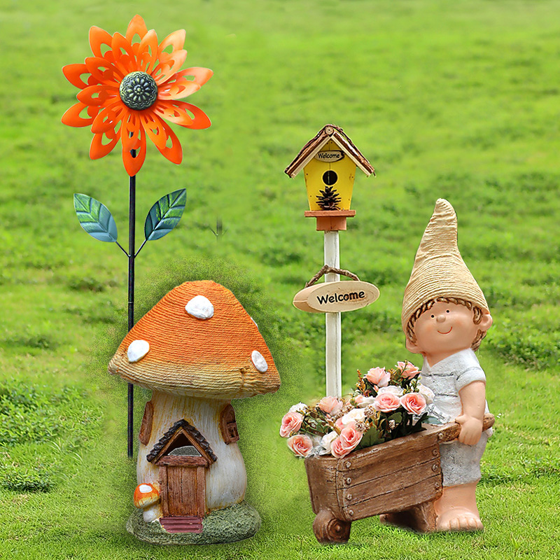 花园庭院网红风车户外装饰院子别墅阳台造景娃娃花盆幼儿园摆件