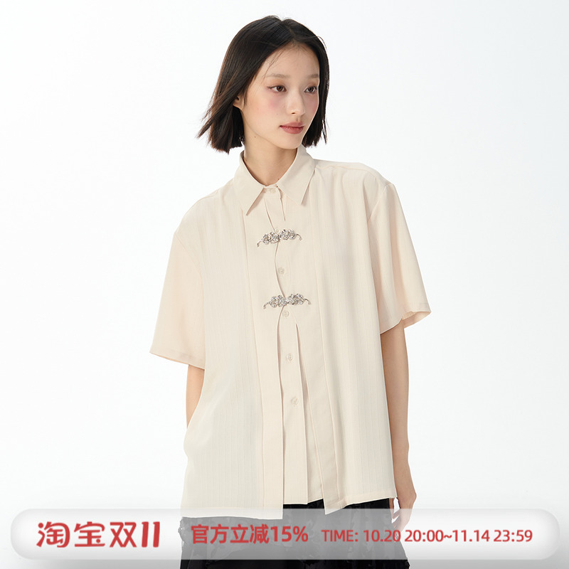 杨二大梦金属玫瑰扣衬衫