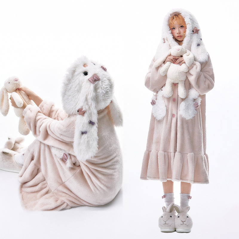 原创加厚保暖连帽睡袍