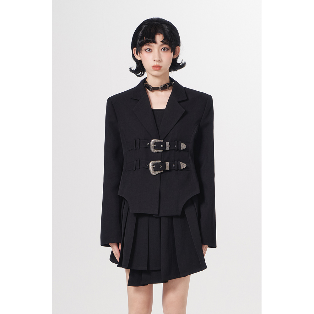 杨二大梦皮带扣西装长袖