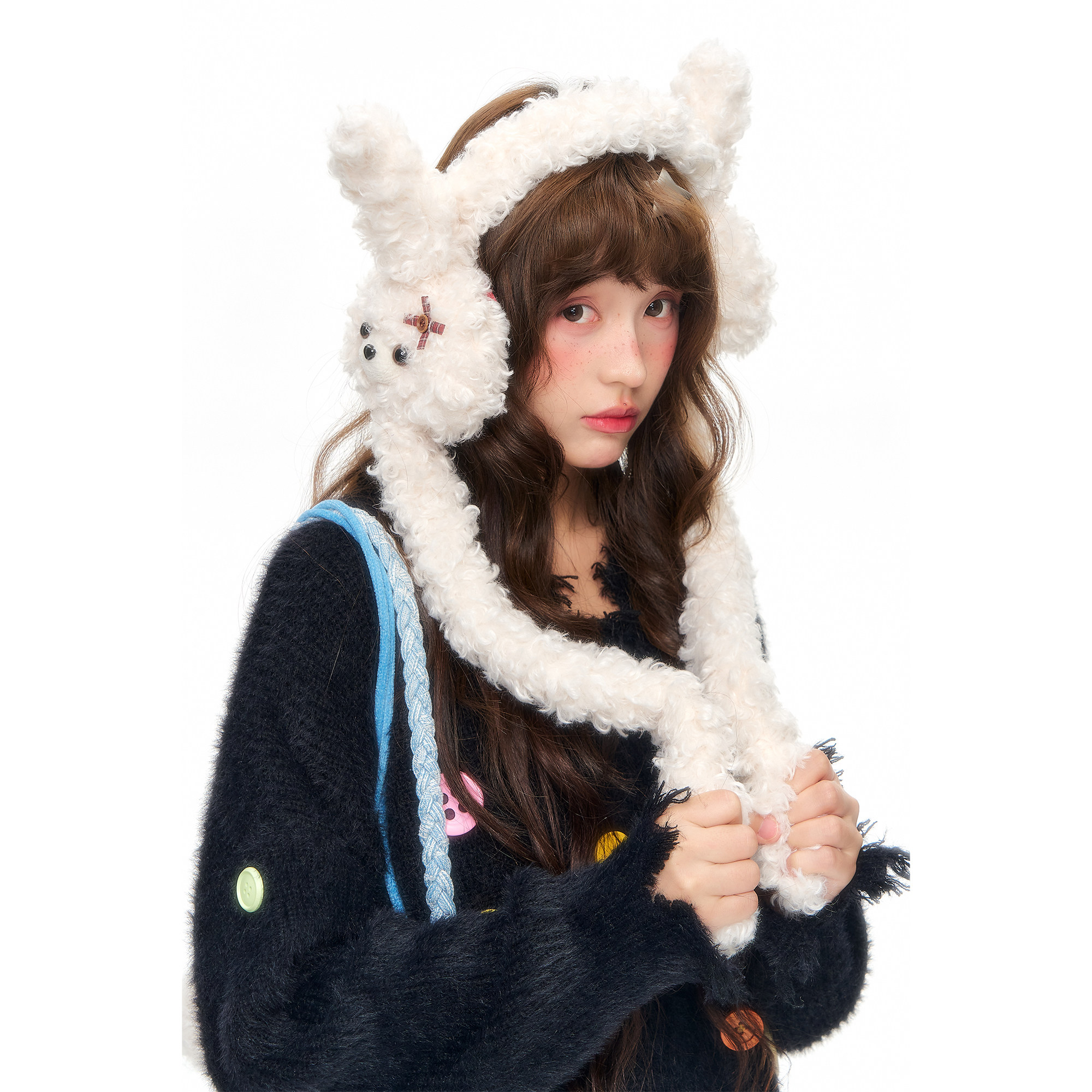 杨二大梦原创可爱毛绒小狗耳罩秋冬加厚耳暖女纯色保暖防寒耳罩