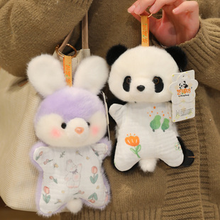 正版艺绒坊香味熊猫小象豆袋挂件企鹅狐狸公仔黄鸭钥匙扣解压玩偶