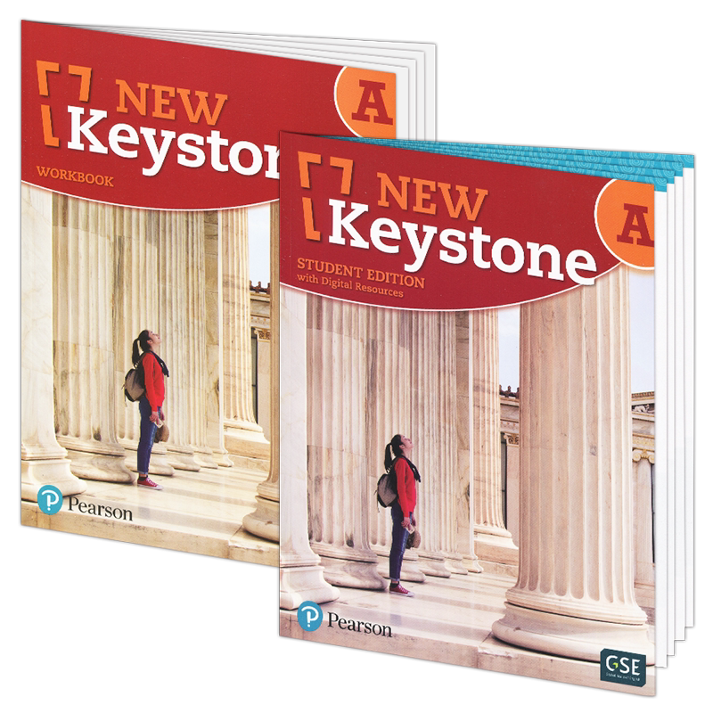 培生英文原版 美国ESL综合初中 中学 教材 NEW KEYSTONE A 书本(含在线学习账号)+练习册学生套装with Digital Resources CEFR B1