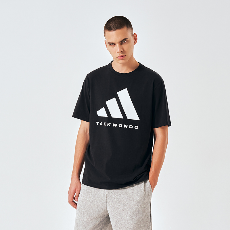 Adidas阿迪达斯运动T恤男蓝白夏季短袖速干衣女棉款 男女同款