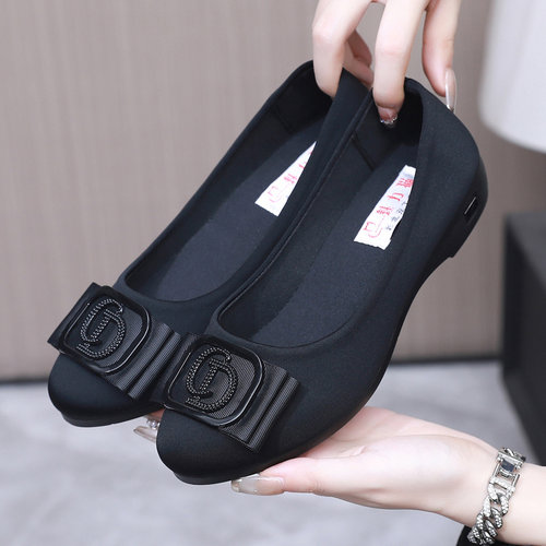 黑色工作鞋不累脚软底防滑上班鞋