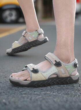 男童真皮大码凉鞋防滑软底沙滩鞋