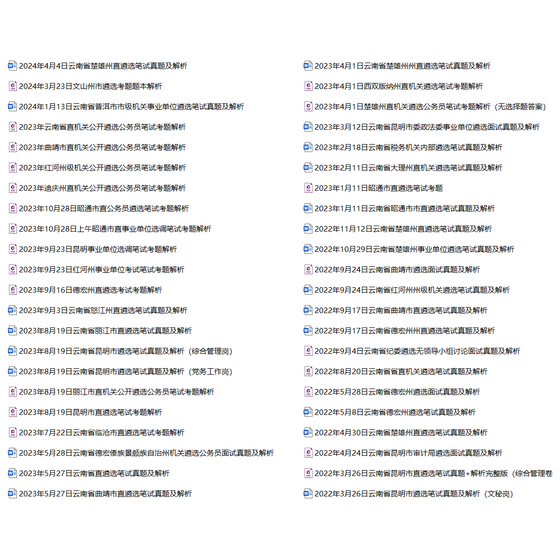 2025年云南各市区县遴选（选调）公务员工作人员考试历年笔试真题库试卷临沧昆明曲靖玉溪昭通丽水怒江市文山红河州雄楚德宏州