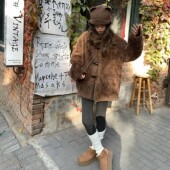 韩系高级感皮毛一体环保皮草毛毛绒大衣 羊羔毛外套女2025秋冬新款