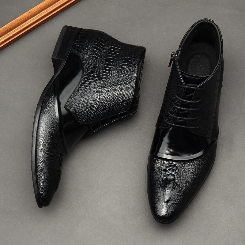 秋秋季新款马丁靴男真皮鳄鱼纹高帮皮鞋英伦男士短靴欧美风男靴子