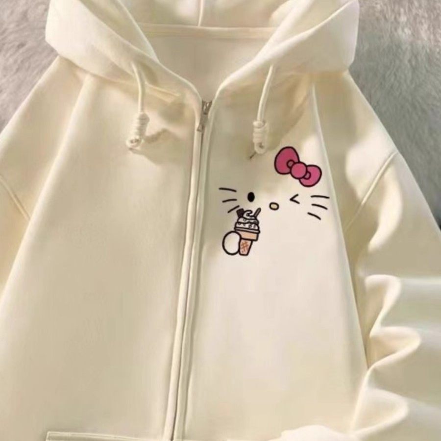 小众可爱kitty连帽开衫卫衣