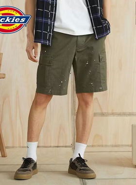 专柜正品 Dickies 泼墨 男潮流运动户外工装休闲短裤DK010347MGR1