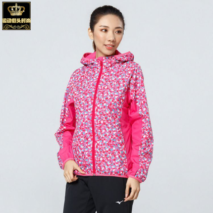 专柜正品 MIZUNO 美津浓 女速干连帽跑步运动夹克外套 32ME631065