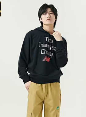 专柜正品 NEW BALANCE 男子宽松潮流连帽休闲运动卫衣外套MT13557