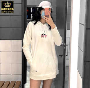 专柜 ADIDAS CHINA HOODY 女子加绒中长款运动卫衣外套GH7806