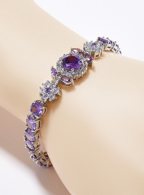 紫色轻奢手饰天然紫水晶手链女