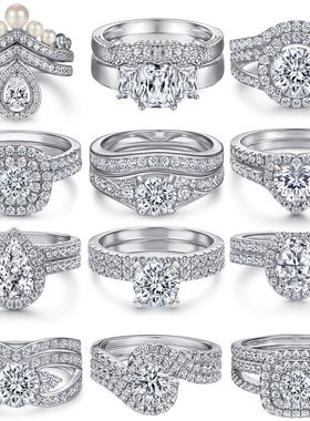 欧美s925纯银戒指组合三件戒套