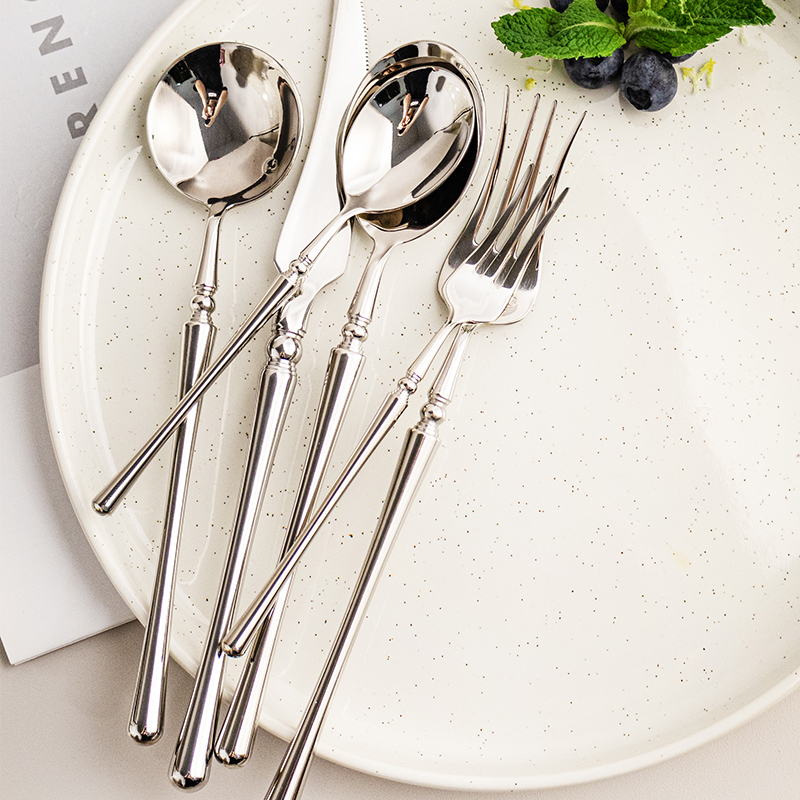 西餐刀叉勺304不锈钢镜面甜品勺