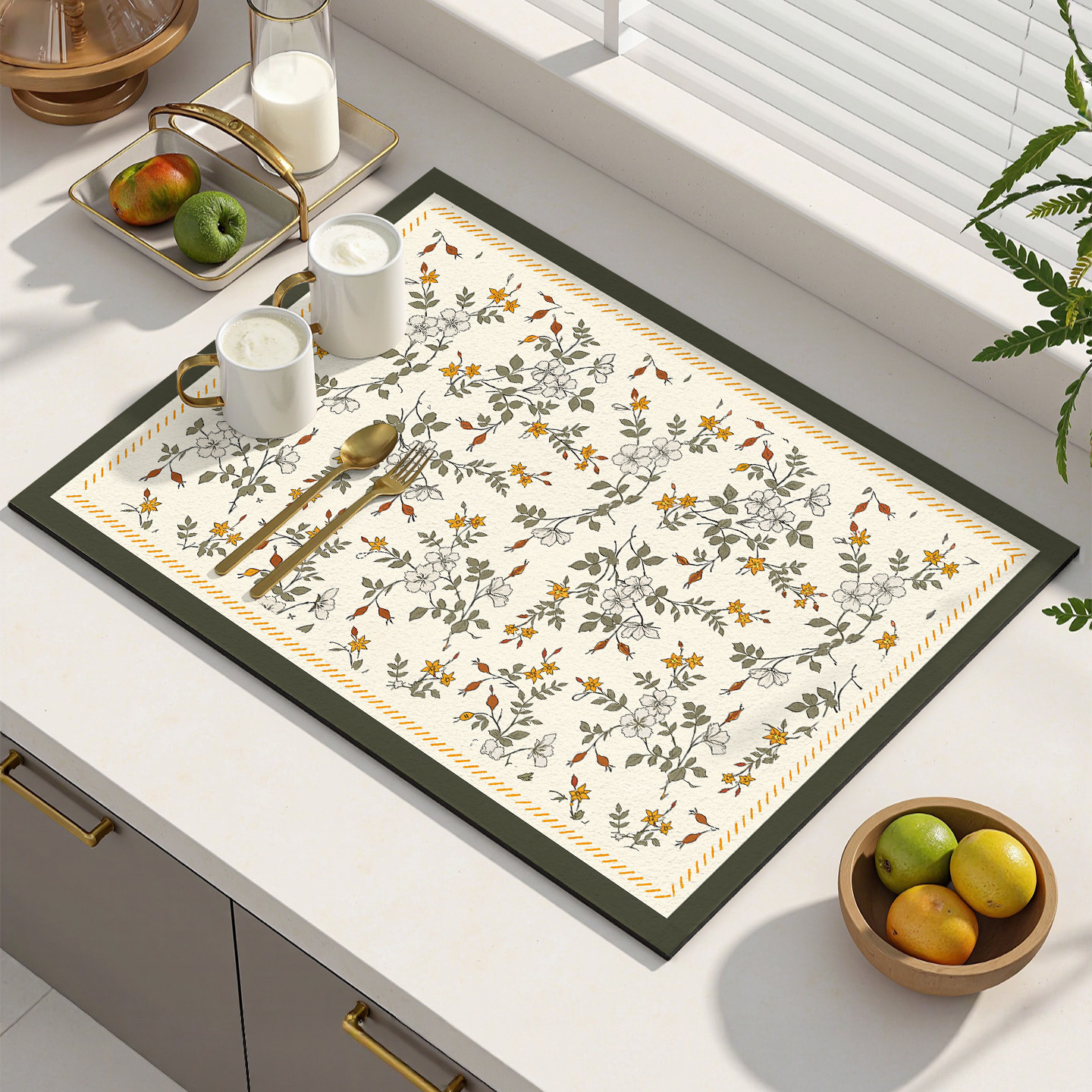 繁花卫生间吸水防滑垫厨房台面洗碗池水槽硅藻泥沥水垫隔热保护垫,居家布艺,厨房地垫,淘宝优惠券,粉丝福利购,淘宝优惠卷