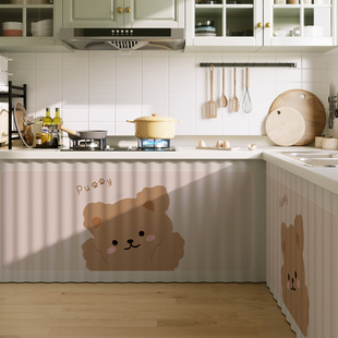 橱柜遮挡帘防水防油厨房无门柜子防尘遮丑神器免打孔滑轨置物架帘