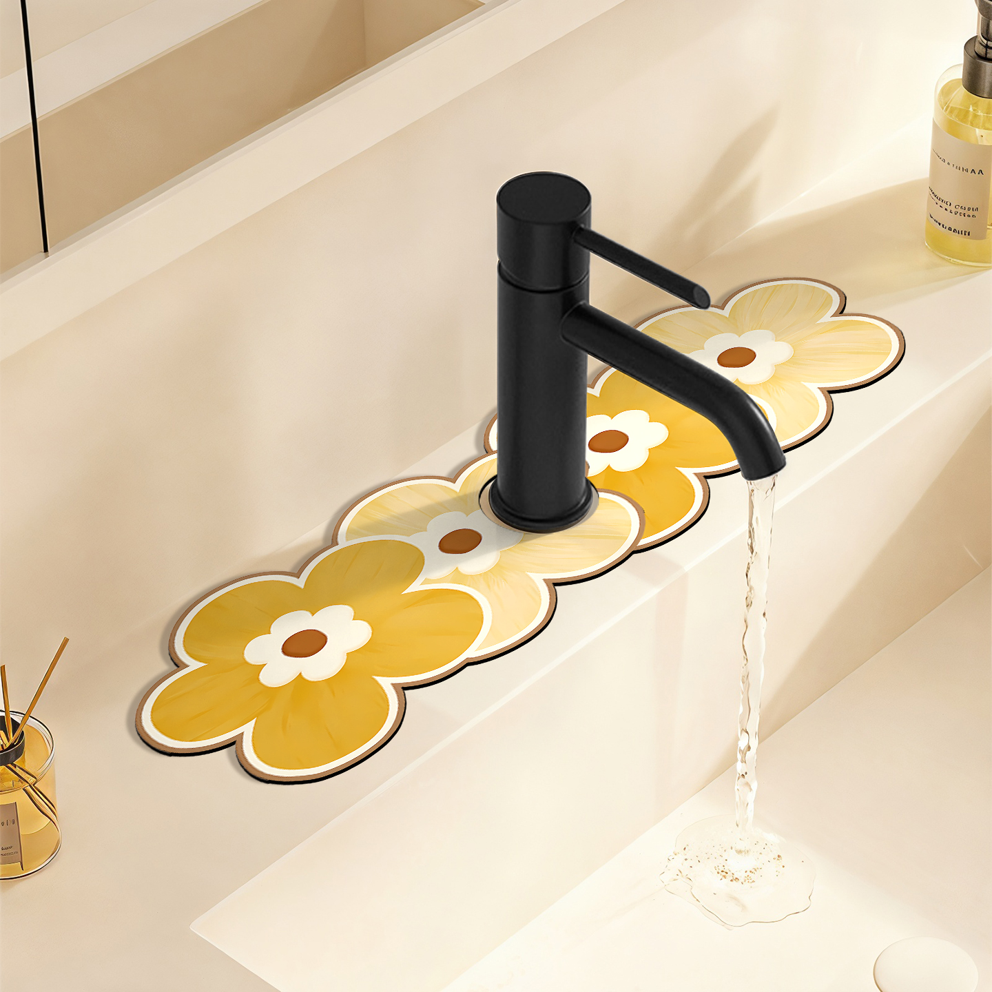 简约繁花家用洗碗池沥水垫厨房洗手台水龙头台面家用防滑溅吸水垫