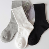 黑白色基础运动袜四季 会起球 百搭中筒袜 男女同款 棉袜短袜 袜子