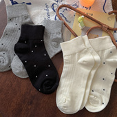 会起球 透气吸汗简约低帮棉袜 春夏季 袜子 日系可爱波点女士短袜
