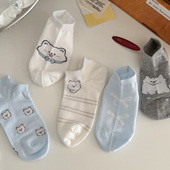 袜子 春夏季 薄款 会起球 女士卡通短袜 日系可爱狗狗少女风船袜
