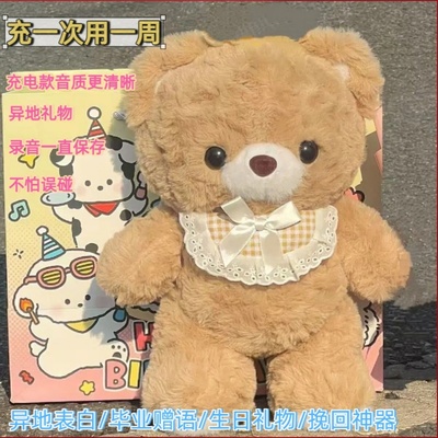 分段录音围巾熊毛绒玩具公仔充电