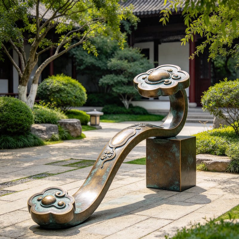 铸铜如意雕塑公园摆放打卡拍照艺术雕塑城市景观景区美好寓意雕塑