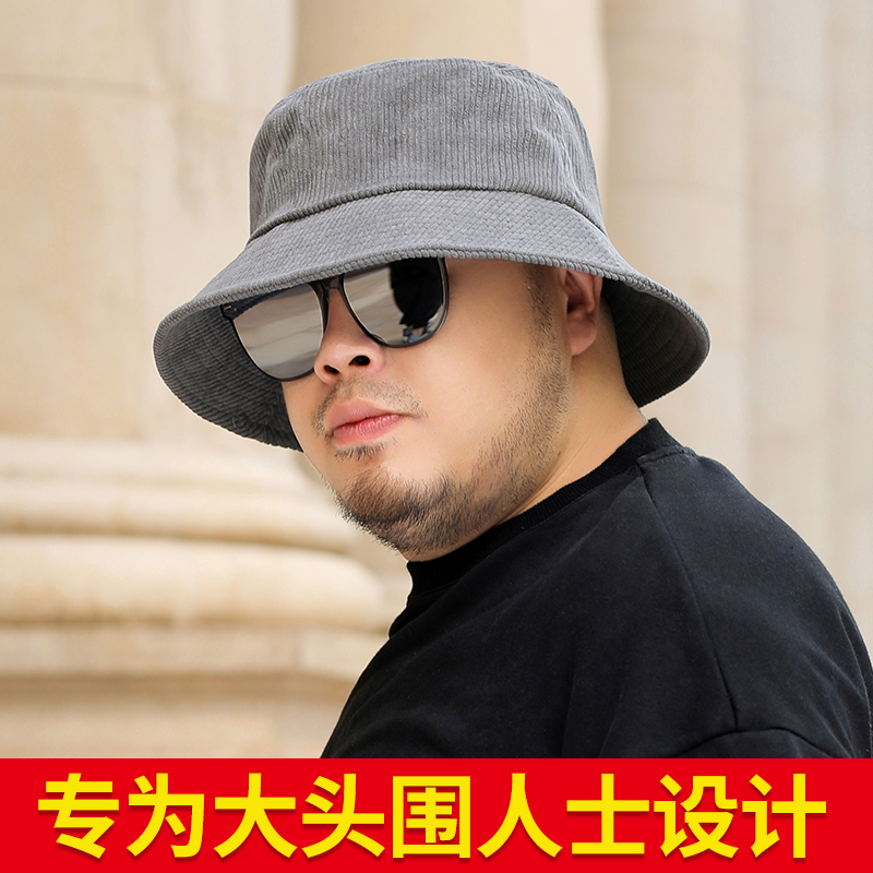 灯芯绒圆脸适合冬季盆帽大头围