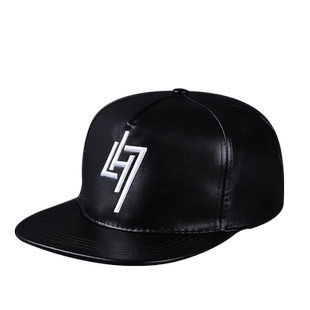 平沿帽男秋天百搭pu皮帽黑色韩版潮街头女秋季平檐帽嘻哈帽防晒帽