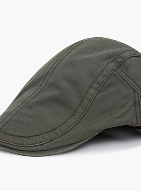 帽子男秋天鸭舌帽休闲鸭嘴前进帽女秋季英伦军绿色潮贝雷帽太阳帽