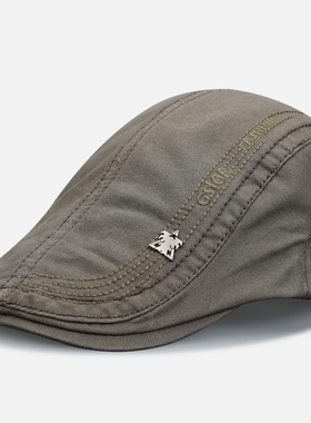 帽子男秋天贝雷帽时尚军绿色鸭舌帽潮牌休闲女百搭前进帽太阳帽