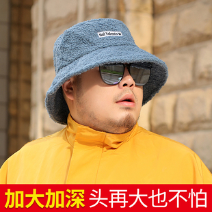 盆帽 大码 渔夫帽大头围男秋冬羊羔毛大头胖子圆脸适合男士 帽子冬季