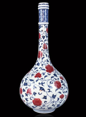 【镇店之宝】春风祥玉釉里红缠枝莲花瓶 邹俊窑手绘花卉摆件花器